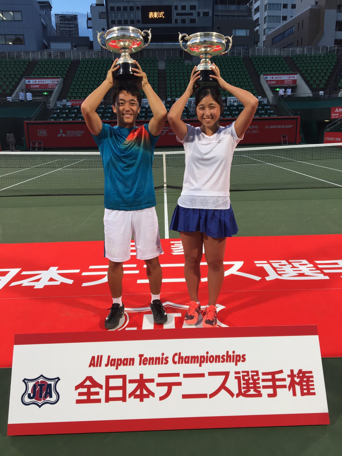 三菱全日本テニス選手権93rd 清水悠太選手、清水綾乃選手混合ダブルス優勝！ ラボキッズジュニア
